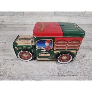 Vintage Nobel Hall Cherrydale Farms "The Goodie Wagon" Candy Tin Coin Bank Piggy